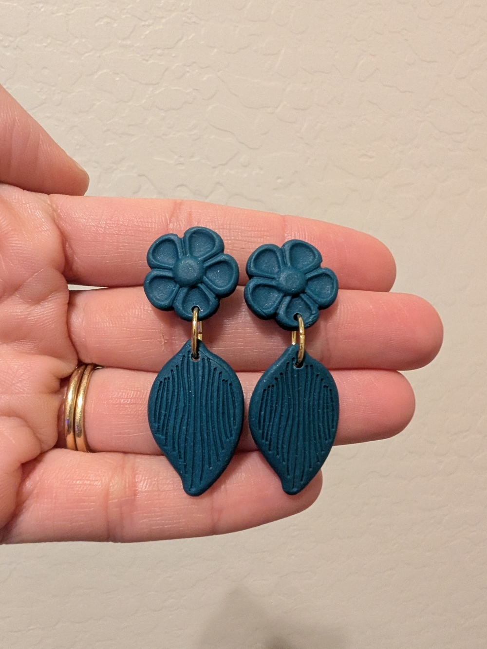 Teal Floral Drop Earrings - NWOT